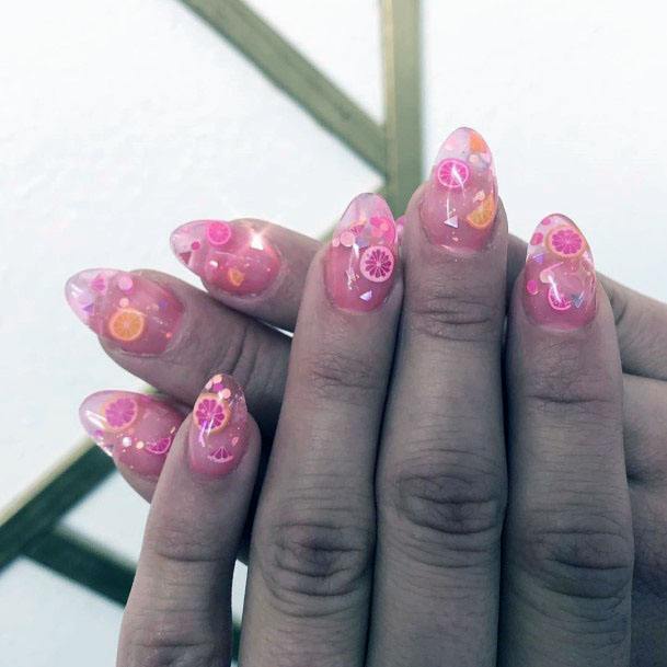 Playful Pretty Pink Grapefruit And Orange Citrus Nail Inspiration For Ladies