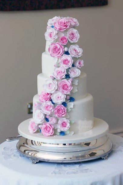 Pleasant Purple And Pink June Wedding Flowers On Cake