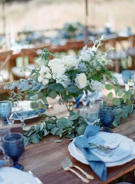Pleasing Blue Tinted Wedding Flower Centerpieces
