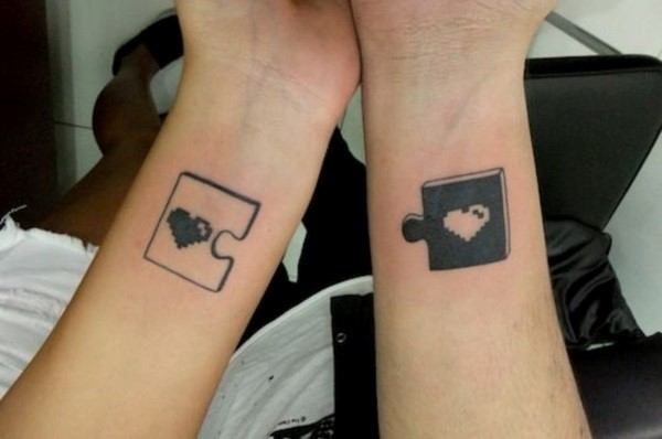 Pleasing Puzzle Piece Couple Tattoo Wrist