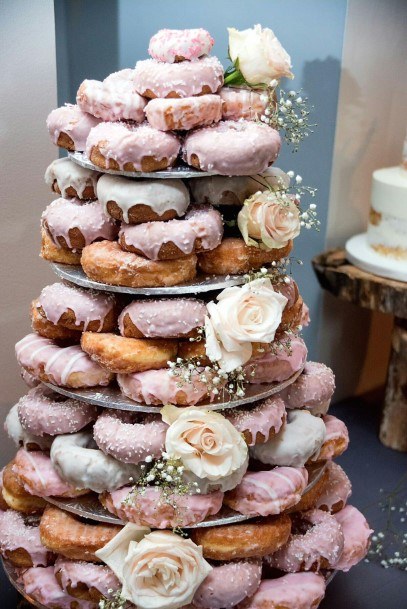 Plentiful Pink Donut Cake Wedding