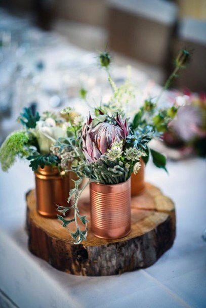 Polished Brass Flower Pot Beautiful Colorful Floral Wedding Table Inspiration