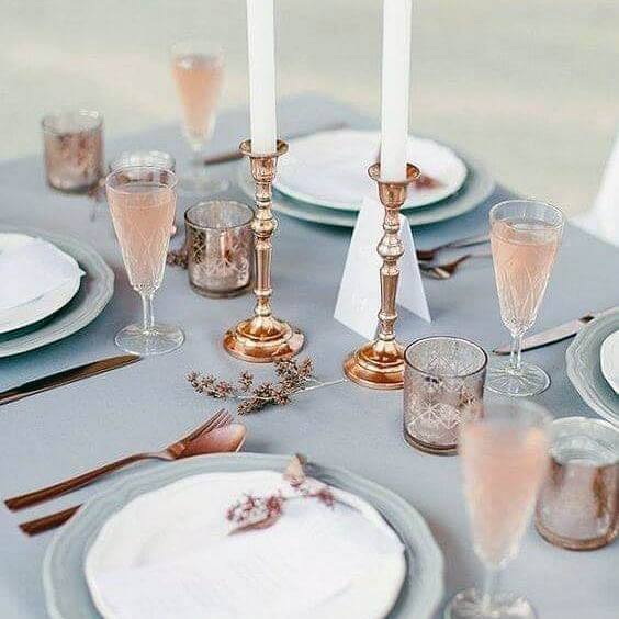 Polished Rose Gold Candle Holder Wedding Decor Inspiration