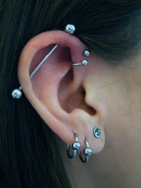 Popular Cute Triple Lobe Marvelous Industrial Spiral Forward Helix Piercing Ideas For Girls