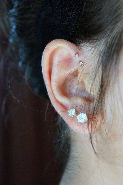 Popular Design Doub Le Lobe And Double Forward Helix Piercing Ideas For Women