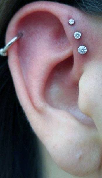 Popular Industrial And 3x Forward Helix Piercingdesign Ideas For Women