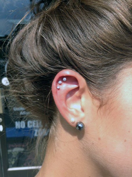 Popular Shiny Inspirational 3x Helix And Double Lobe Piercing Ideas For Girls Stunning