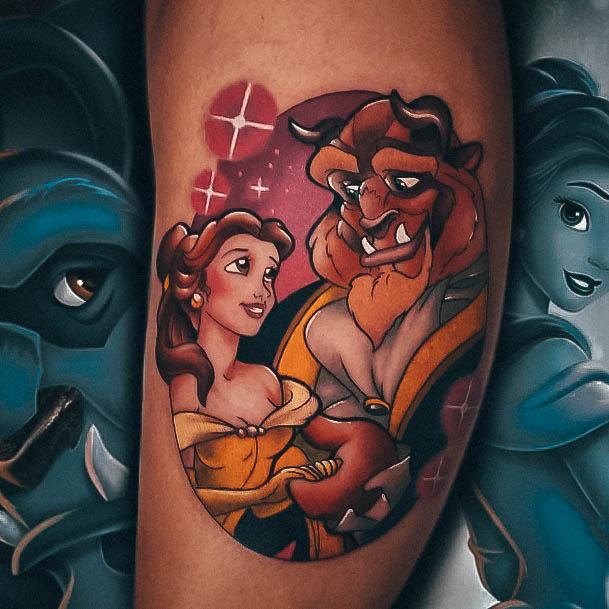 Portrait Color Forearm Womens Beauty And The Beast Tattoo Body Art