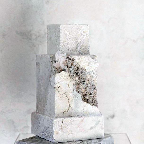 Portrait Of Women Square Wedding Cake White Art