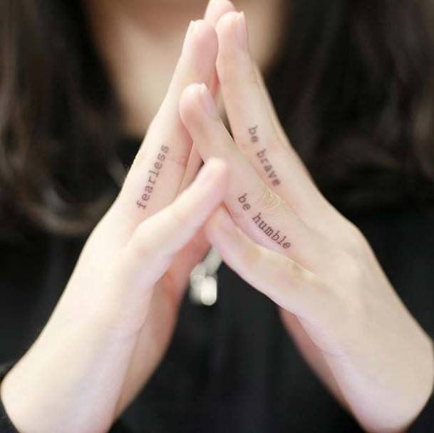 Positive Words Womens Finger Tattoo