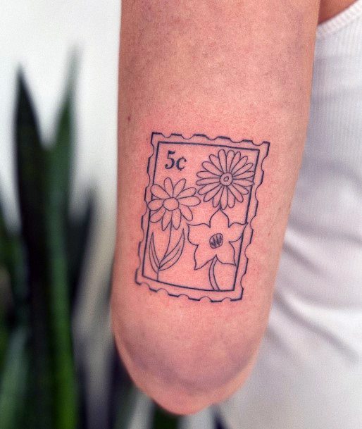 Postage Stamp Tattoo Design Inspiration For Women