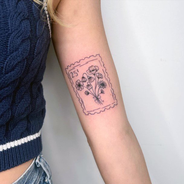 Postage Stamp Womens Tattoo Designs