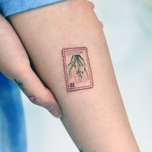 Postage Stamp Womens Tattoo Ideas