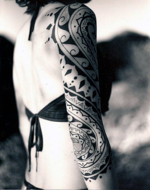 Powerful Tribal Tattoo Womens Arms