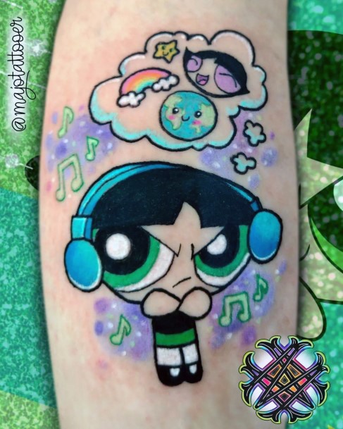 Powerpuff Girls Buttercup Tattoo For Ladies