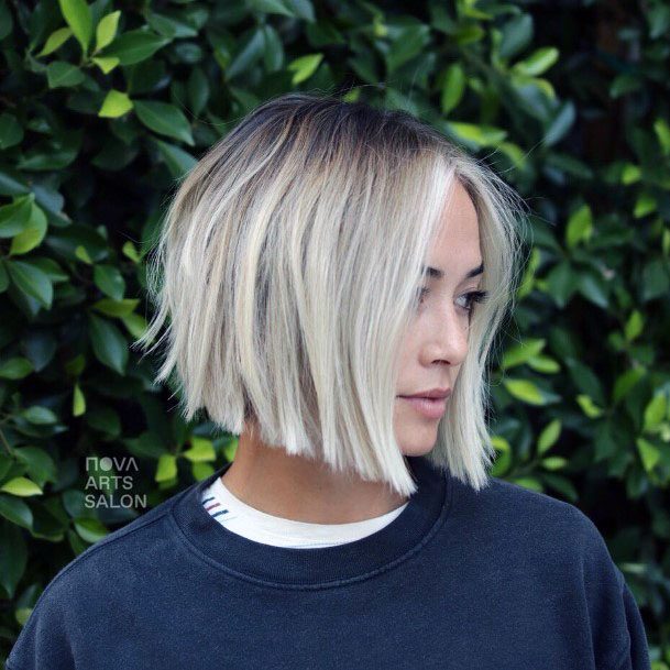 Precise Edged Silver Bob Hairstyle For Women