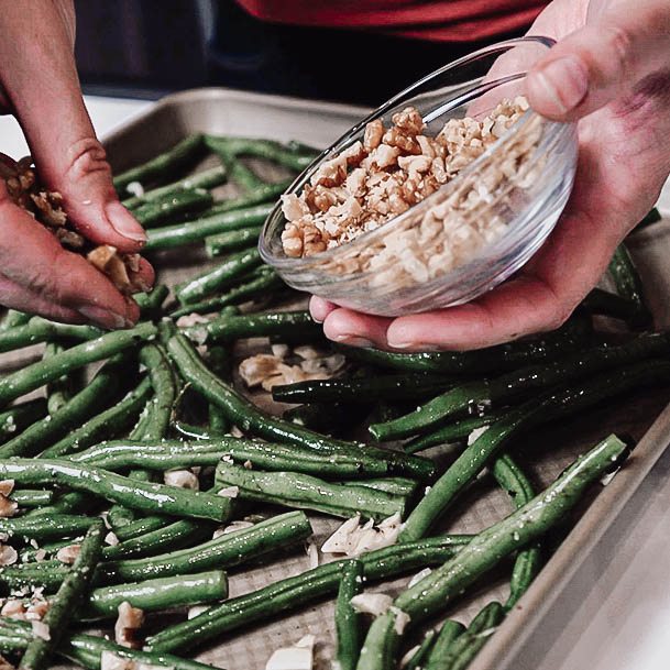 Preparing Food Lemon Roasted Green Beans With Walnuts Recipe