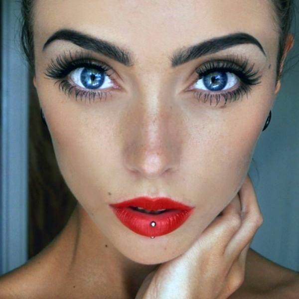 Pretty And Classy Ashley Piercing Makes Red Lips Pop Ideas For Women