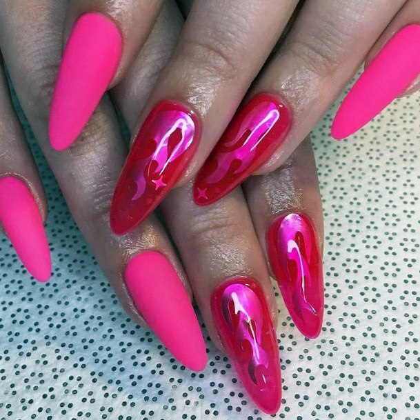 Pretty Art On Hot Pink Nails