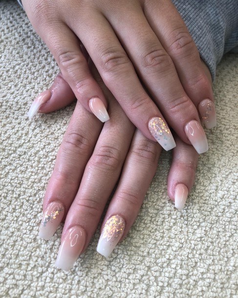 Pretty Beige Ombre Nails Women