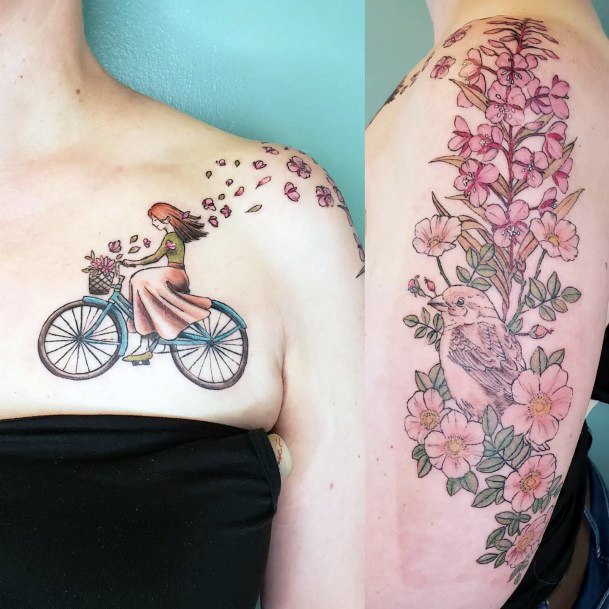 Pretty Bicycle Tattoos Women