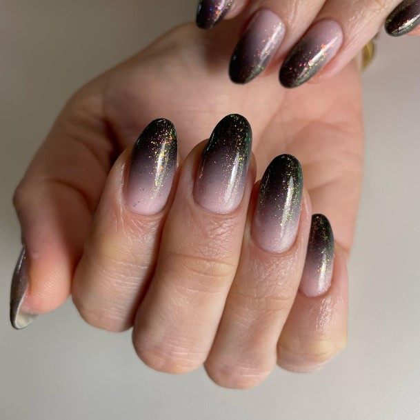 Pretty Black Ombre Nails Women