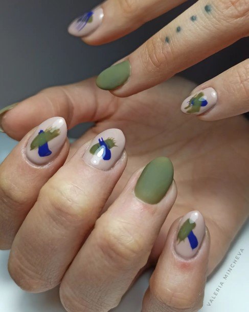 Pretty Blue And Green Nails Women