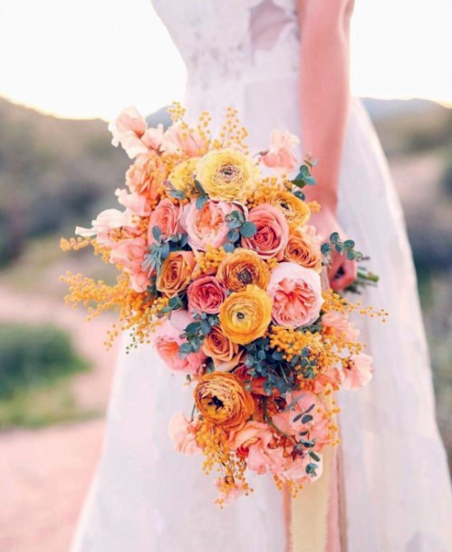 Pretty Blue And Yellow Wedding Flowers