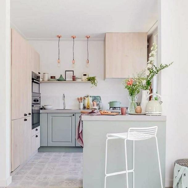 Pretty Blue Cabinets Small Kitchen Ideas