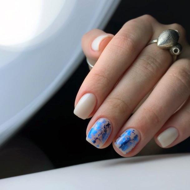 Pretty Blue Foils On Nails Snow Design Women