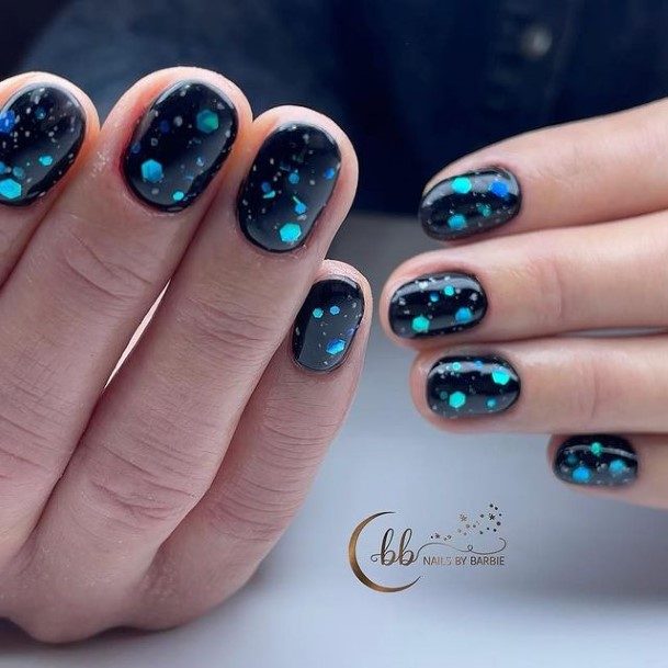 Pretty Blue Glitter Nails Women