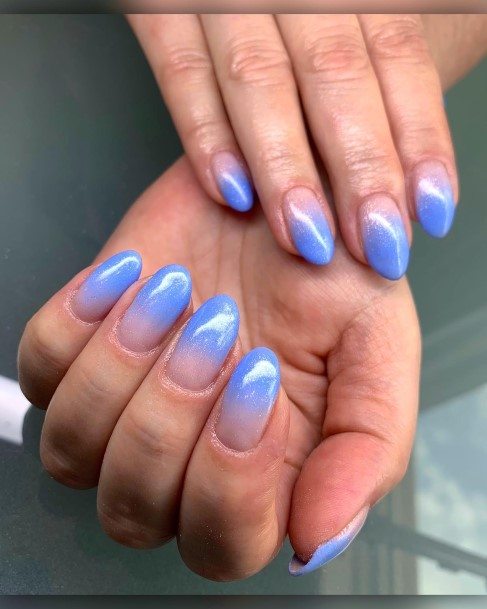 Pretty Blue Ombre Nails Women