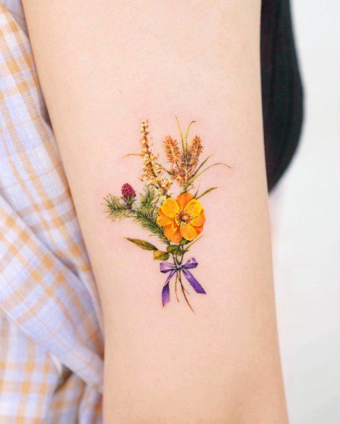 Pretty Bouquet Tattoos Women