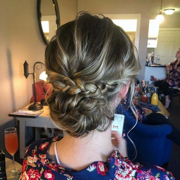 Pretty Braided Updo Hairstyle For Girls Low Bun Textured