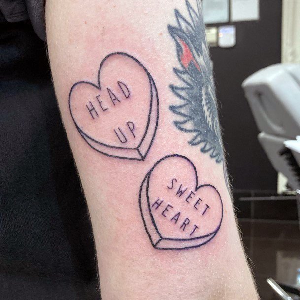 Pretty Candy Heart Tattoos Women