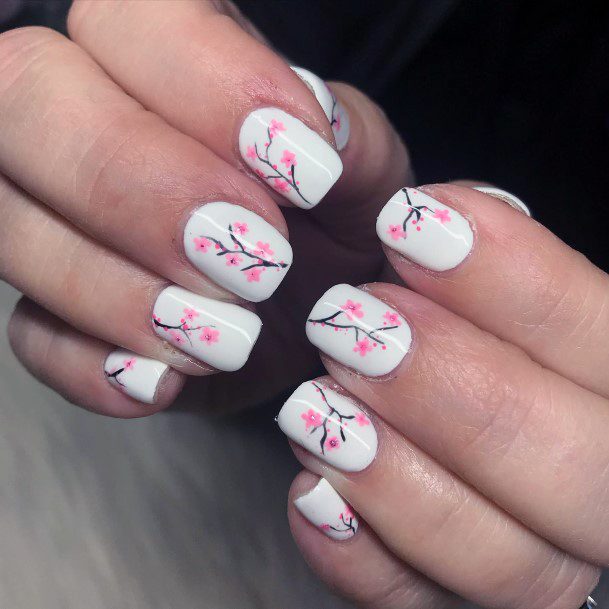 Pretty Cherry Blossom Sakura Nails Women