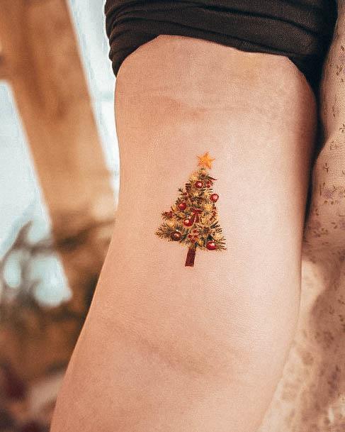 Pretty Christmas Tree Tattoos Women