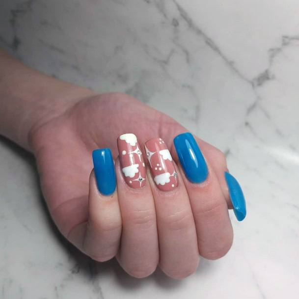 Pretty Clouds And Blue Nails Women