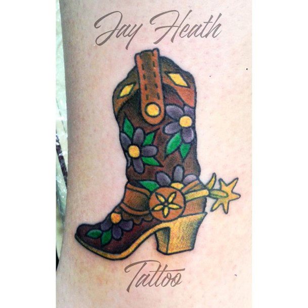 Pretty Cowboy Boot Tattoos Women