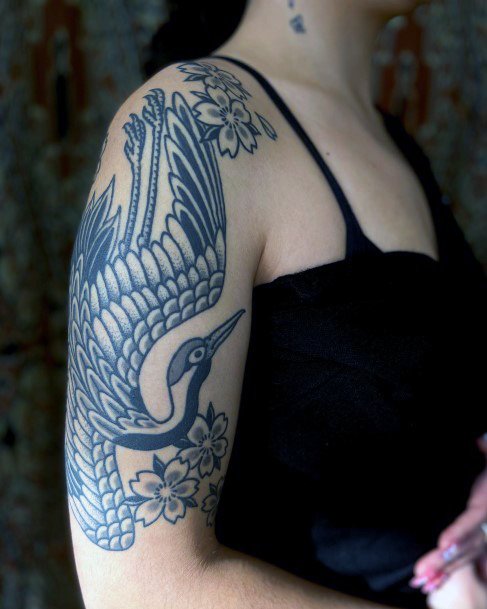 Pretty Crane Tattoos Women