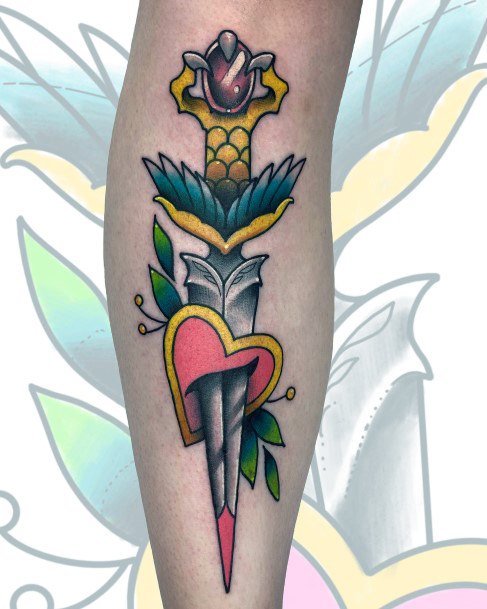 Pretty Dagger Heart Tattoos Women