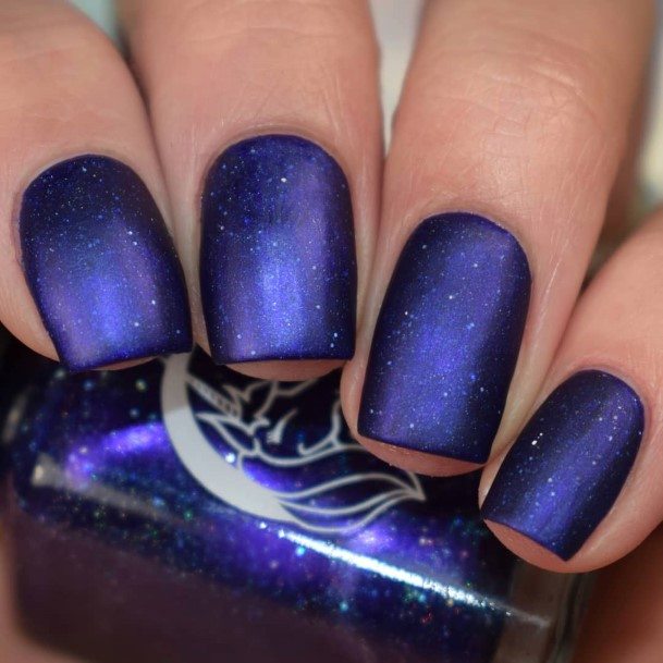 Pretty Dark Blue Matte Nails Women