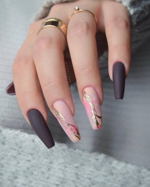 Pretty Dark Brown Nails Women