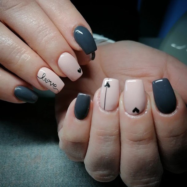 Pretty Dark Grey Nails Women