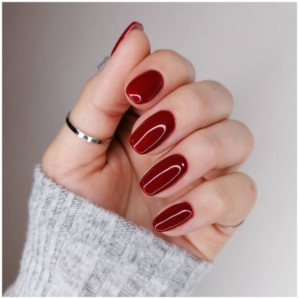 Pretty Dark Red Nails Women