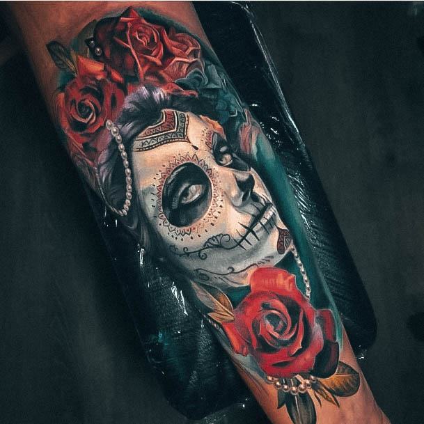 Pretty Day Of The Dead Tattoos Women