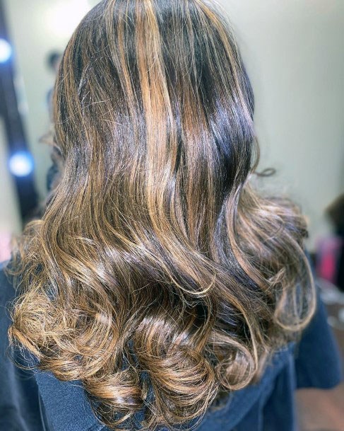 Pretty Extremely Shiny Brown And Blonde Highlighted Curly Womens Hairstyle