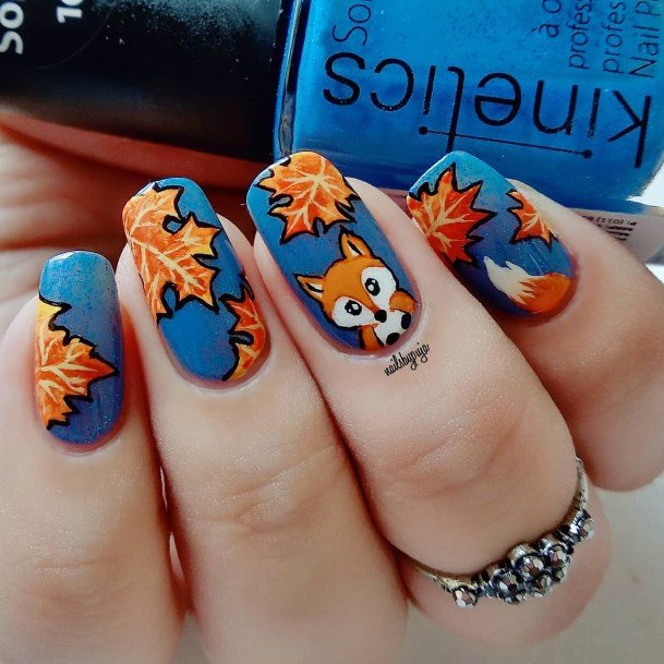 Pretty Fall Leaf Nails Women