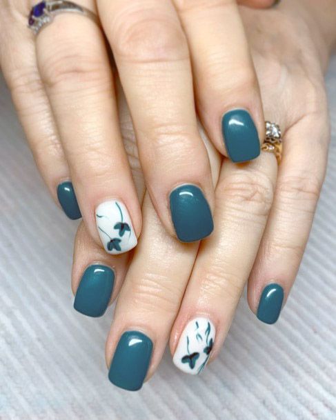 Pretty Florals On Squoval Nails