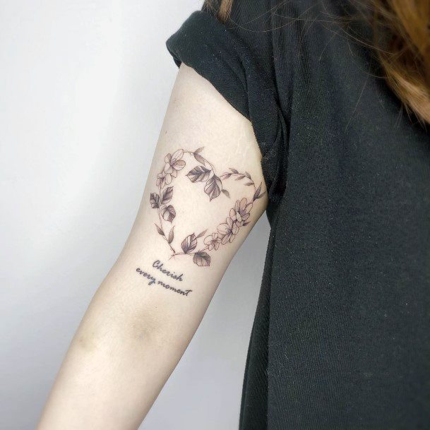 Pretty Flower Heart Tattoos Women